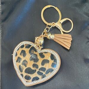 Leopard Print Heart Keychain/Bag Charm